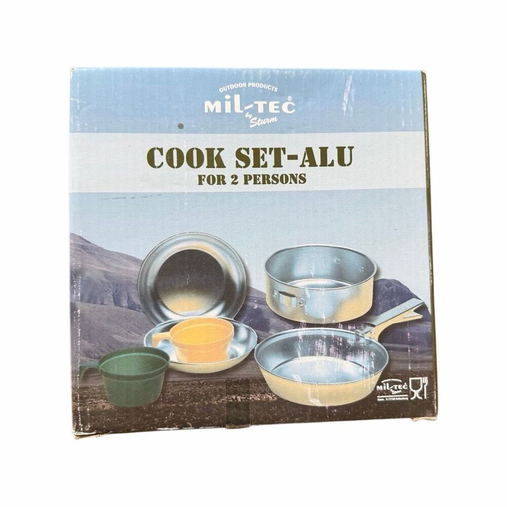 Mil-Tec Aluminum Cook Set for 2 Persons Camping Mess Kit NIB Koch-Set Alu New